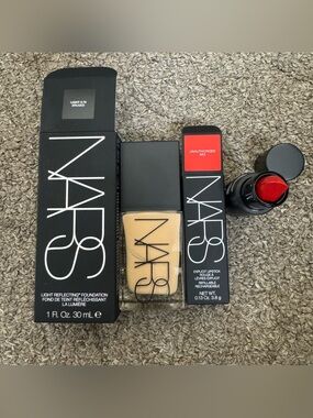 NARS Foundation Light 3.75 Bruges & (Unauthorized) Red Lipstick